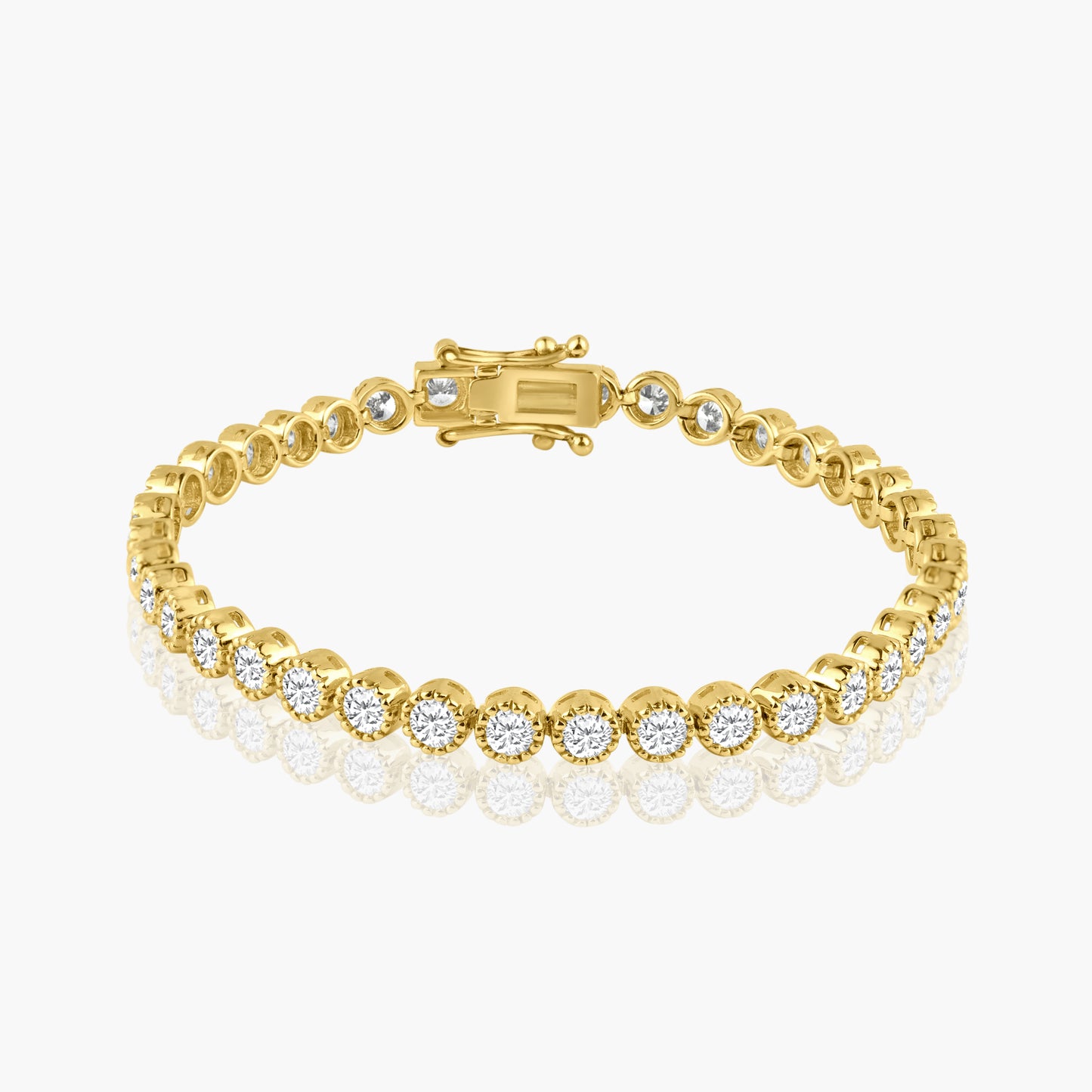 14K Yellow Gold Round Diamond Tennis Bracelet - B60566102