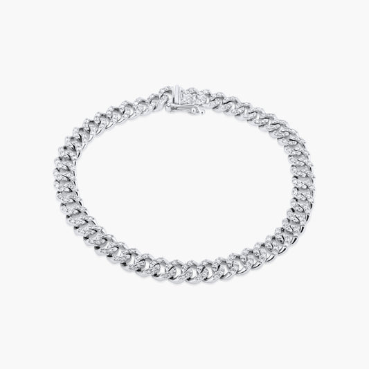 14K White Gold Pave Diamond Chain Link Bracelet-B60570601