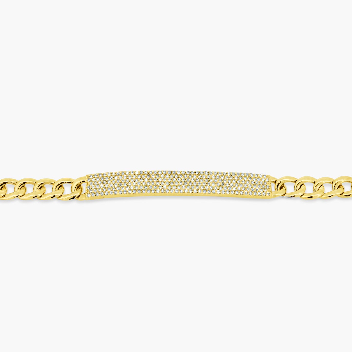 14K Yellow Gold Pave Diamond Bar Chain Link Bracelet - B60574505