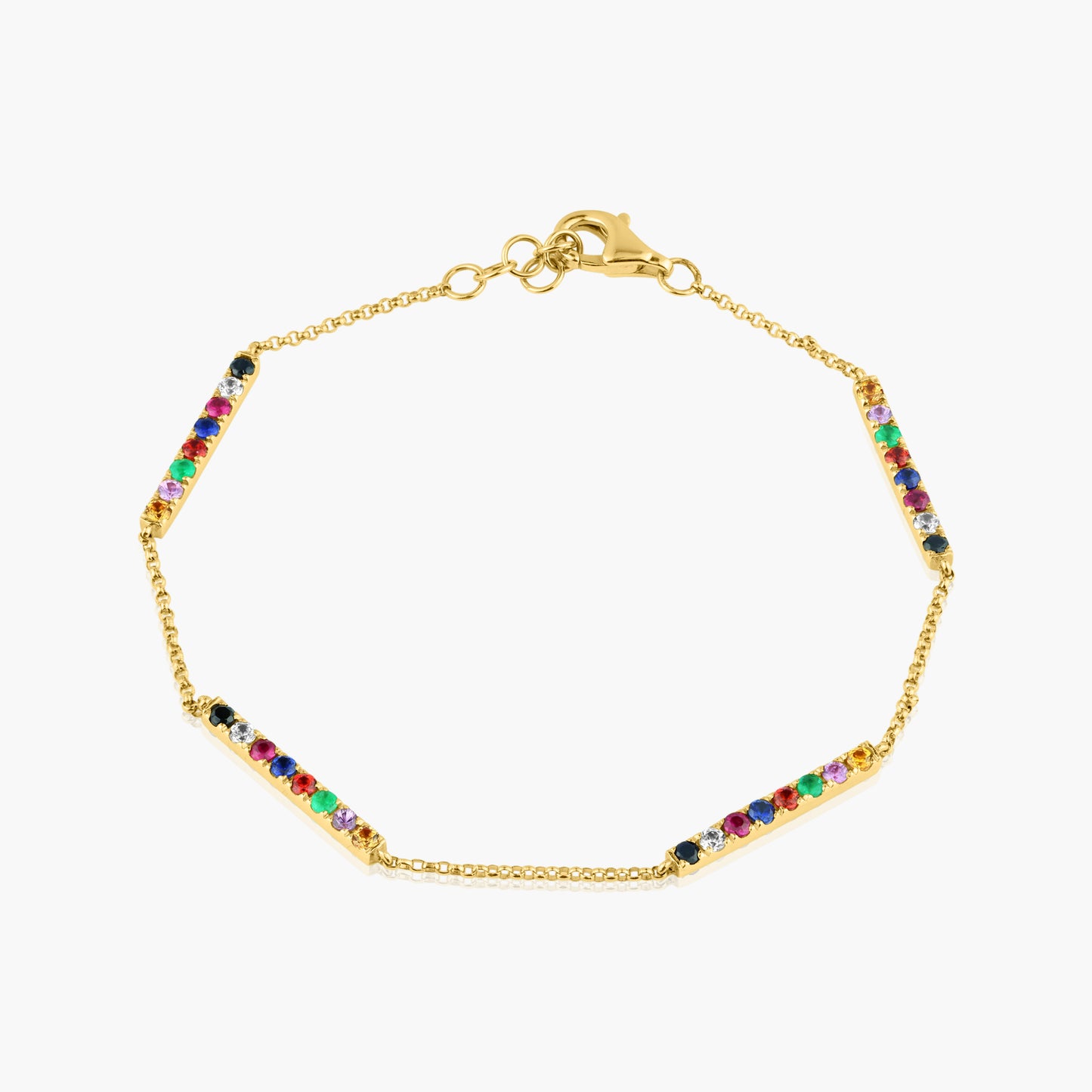 14K Yellow Gold Dainty Colored Gemstones Bracelet - B605753