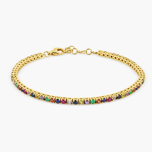 14K Yellow Gold Colored Gemstone Tennis Bracelet - B60575802