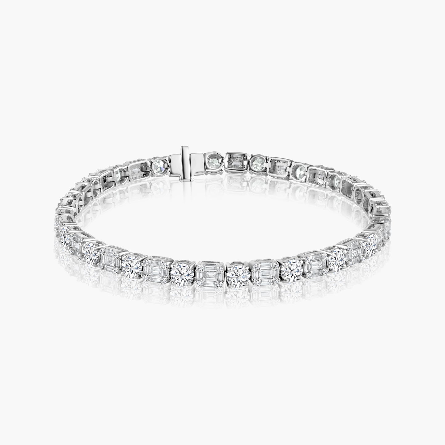 14K White Gold Mixed Cut Diamond Tennis Bracelet-B60580804