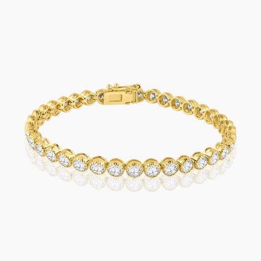 14K Yellow Gold Round Diamond Tennis Bracelet - B60587701