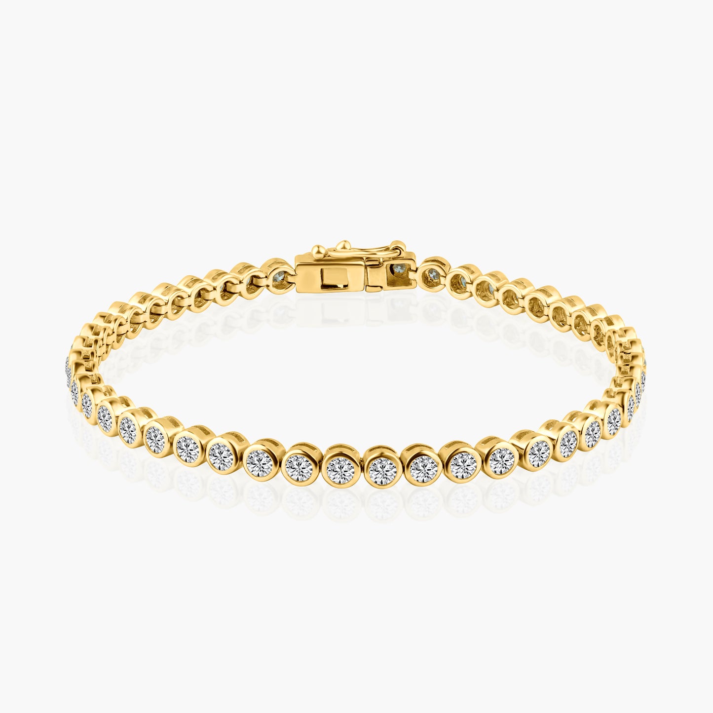 14K Yellow Gold Round Bezel Tennis Bracelet - B60587707