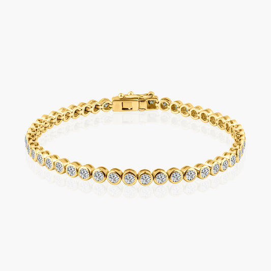 14K Yellow Gold Round Bezel Tennis Bracelet - B60587707