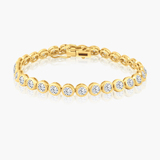 14K Yellow Gold Round Bezel Tennis Bracelet - B60588605