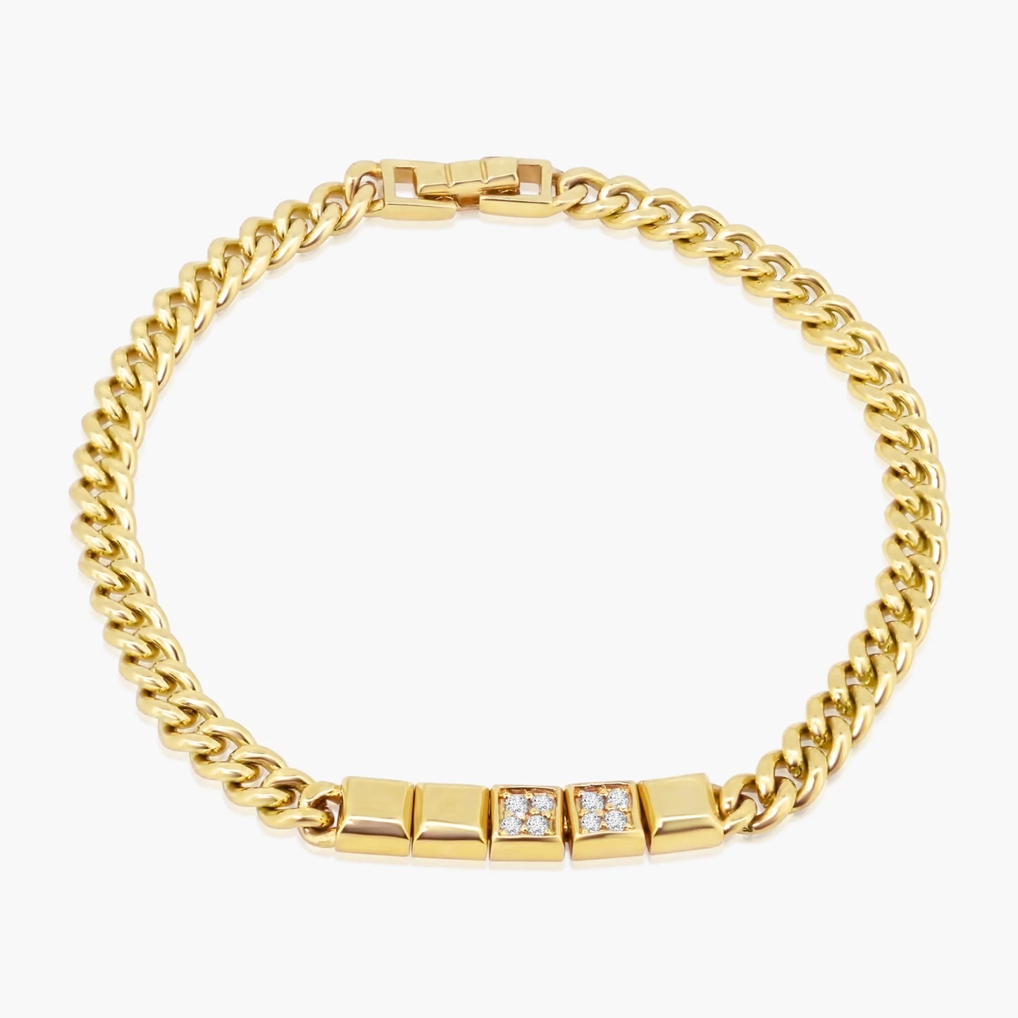 14K Rose Gold Diamond Bar Chain Link Bracelet - B605891