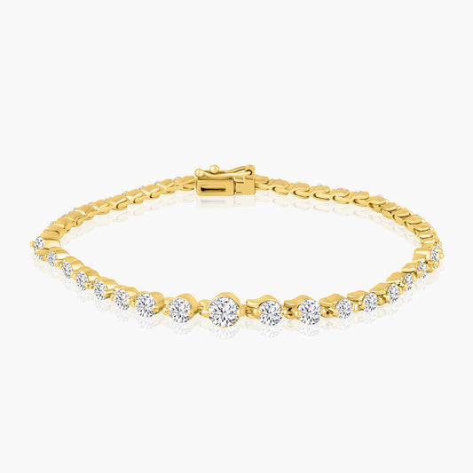 14K Yellow Gold Round Diamond Tennis Bracelet - B60589202