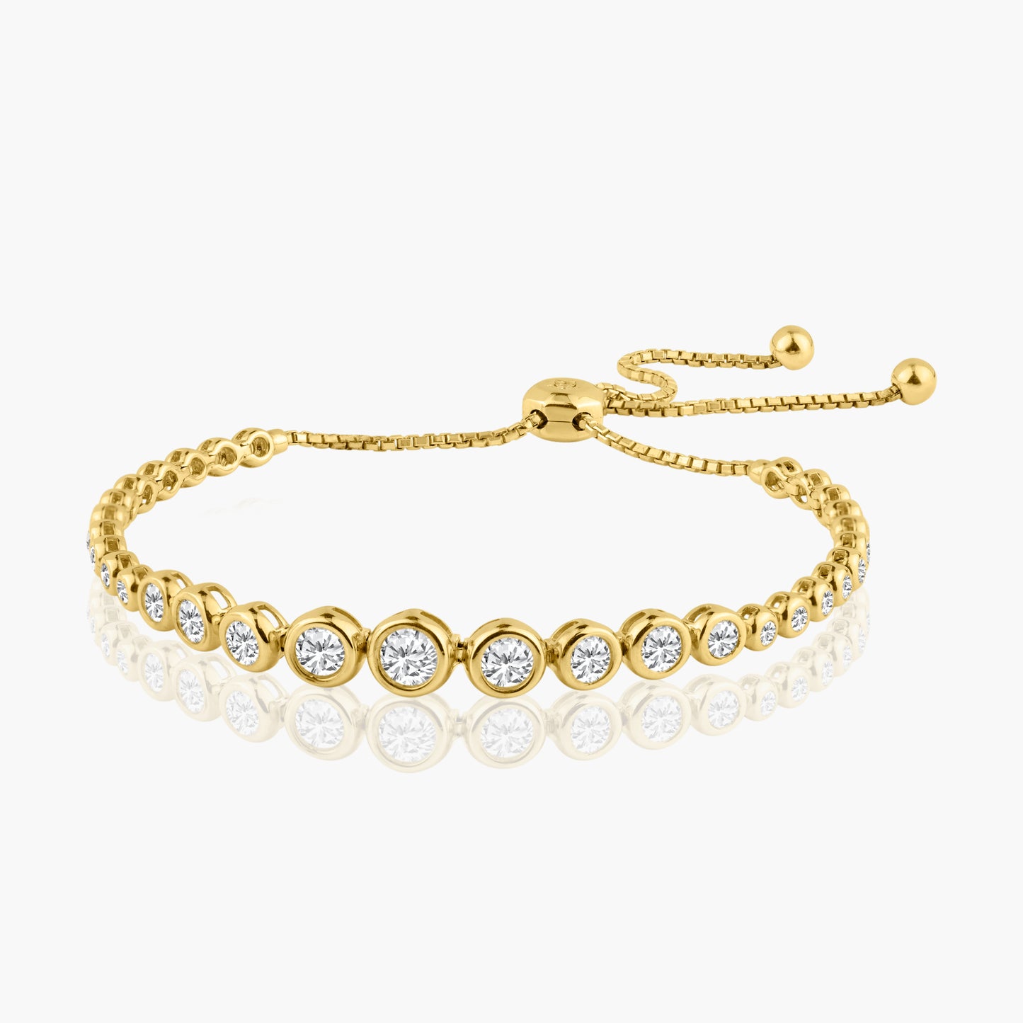 14K Yellow Gold Round Diamond Bezel Bracelet - B60592501