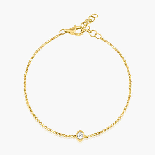 14K Yellow Gold Oval Bezel Dainty Bracelet-B60595501