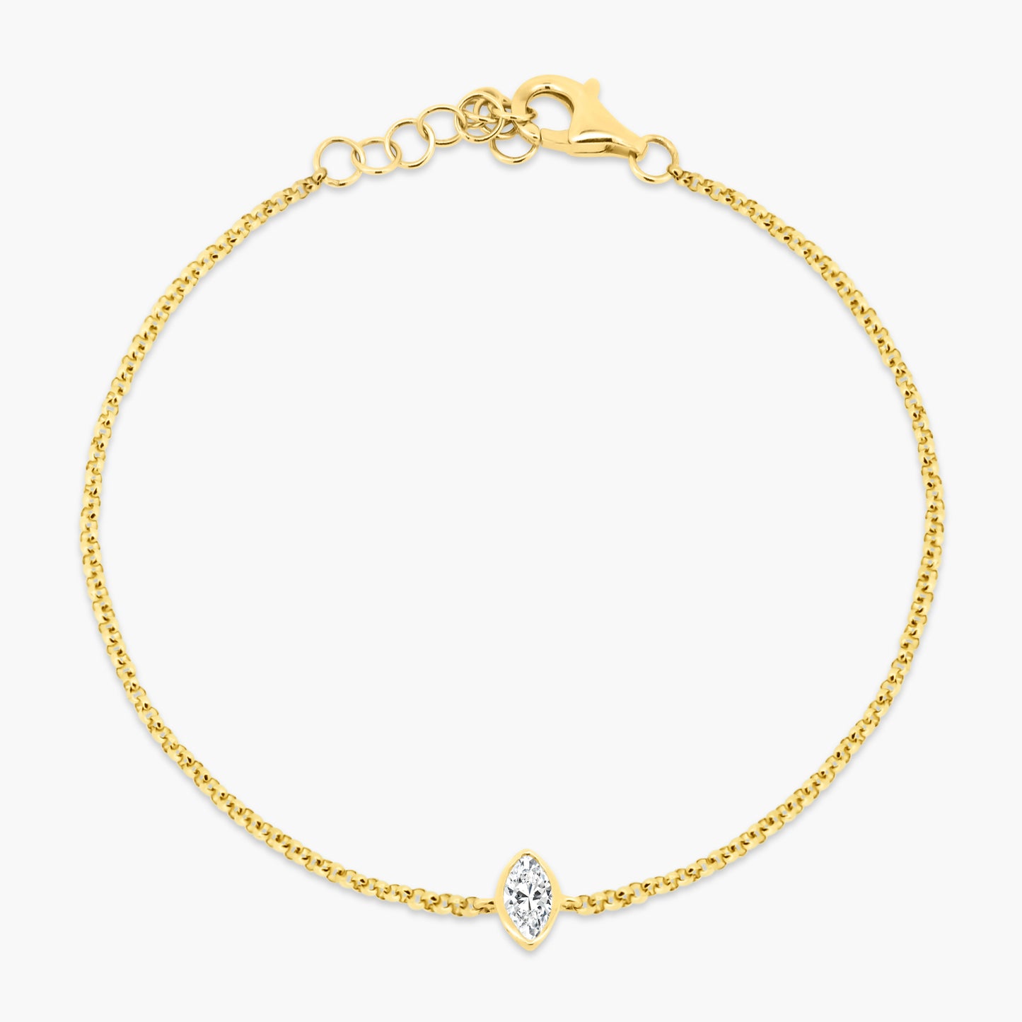 14K Yellow Gold Dainty Marquise Bezel Bracelet - B60595506