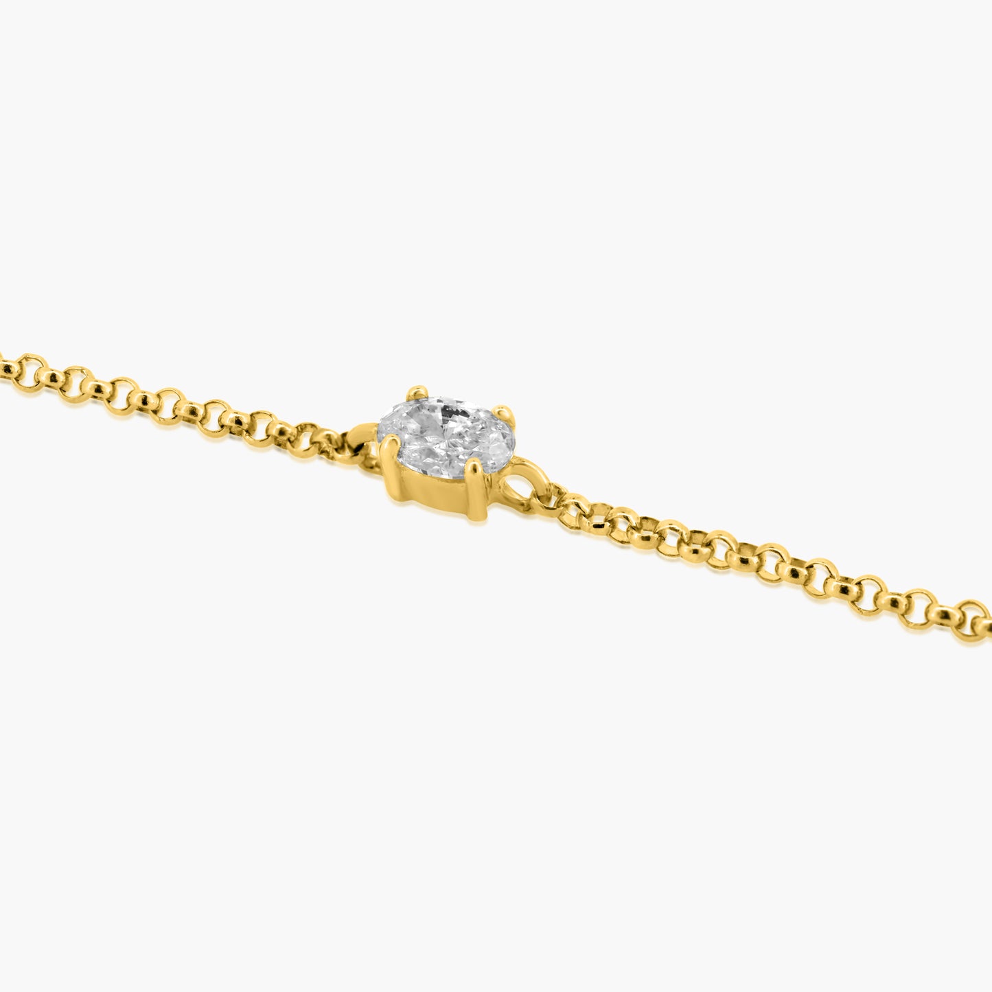 14K Yellow Gold Dainty Oval Diamond Bracelet-B60601202