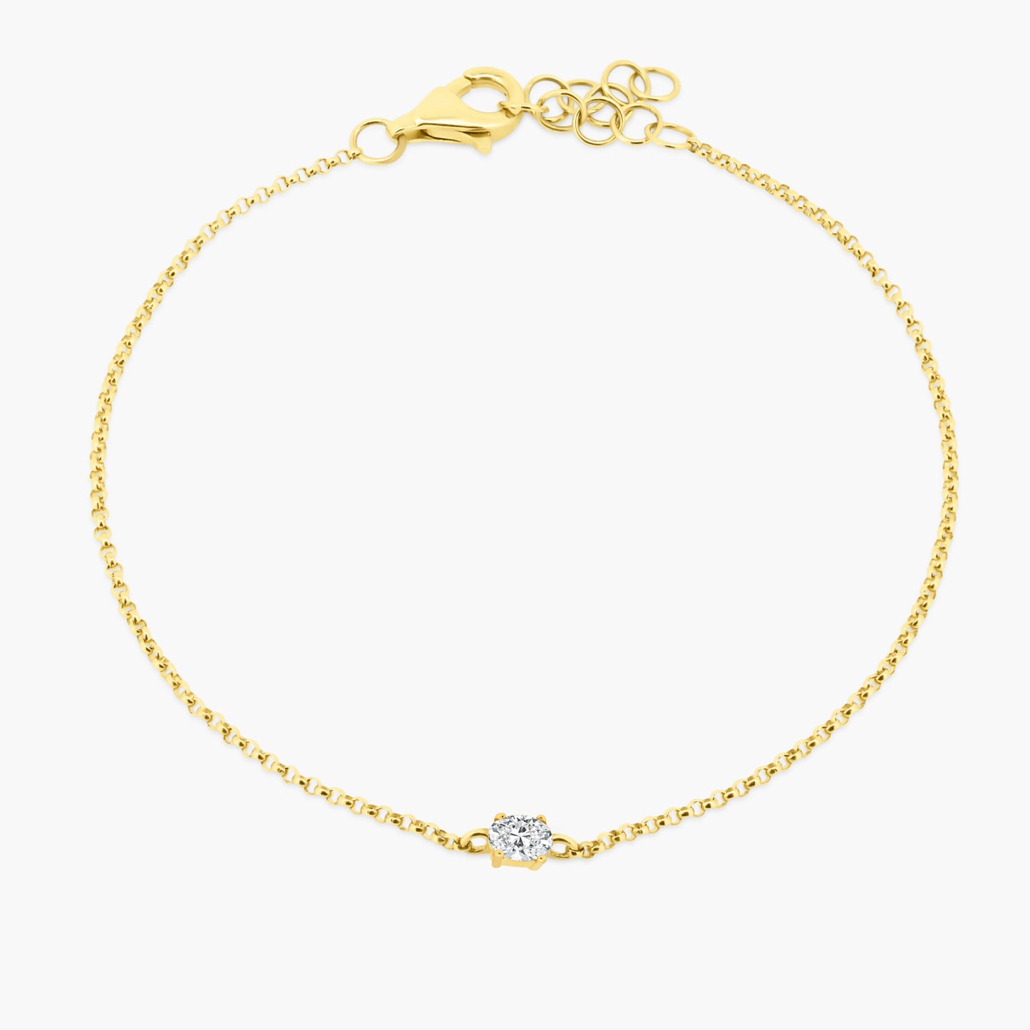 14K Yellow Gold Dainty Oval Diamond Bracelet-B60601202