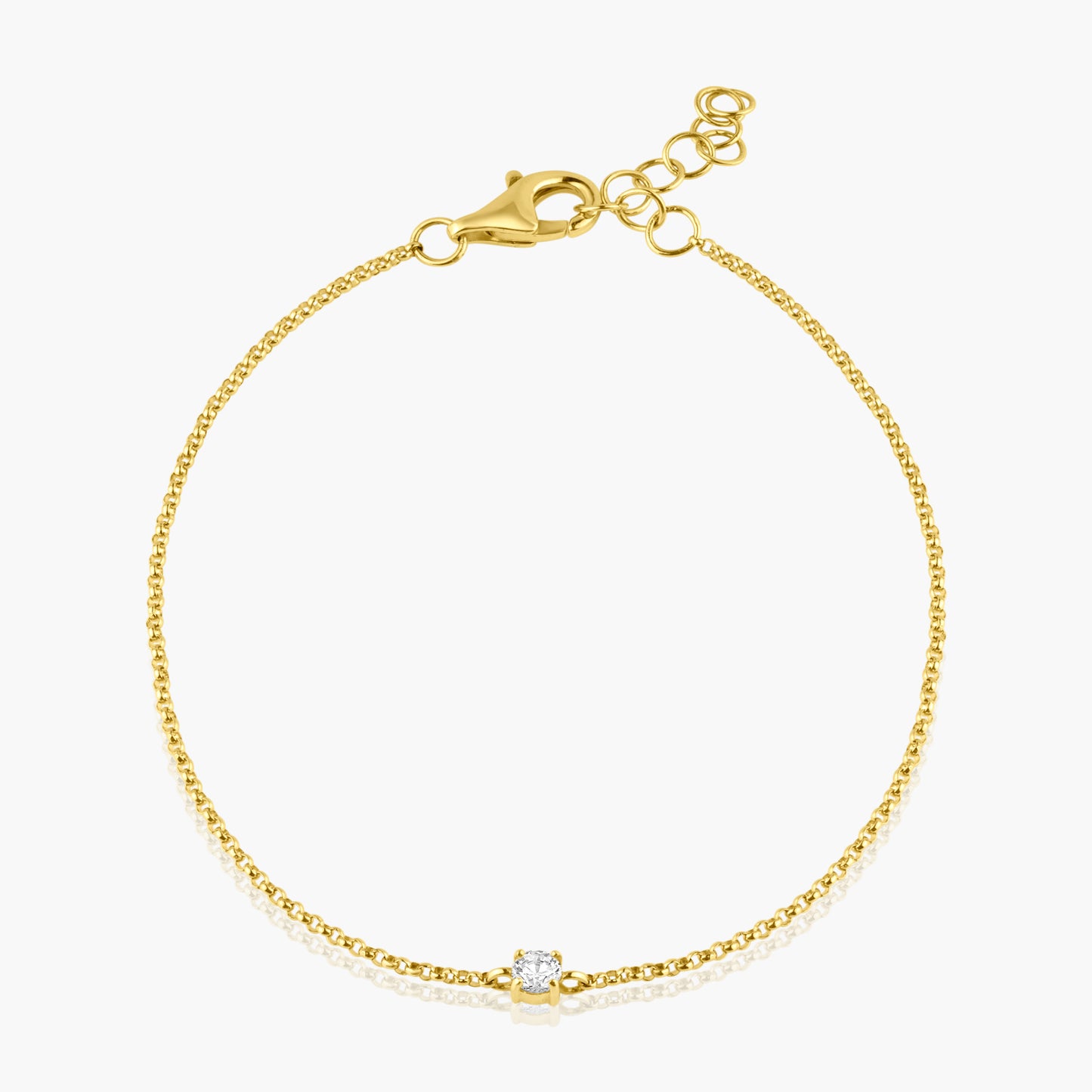 14K Yellow Gold Dainty Round Diamond Bracelet-B60601203