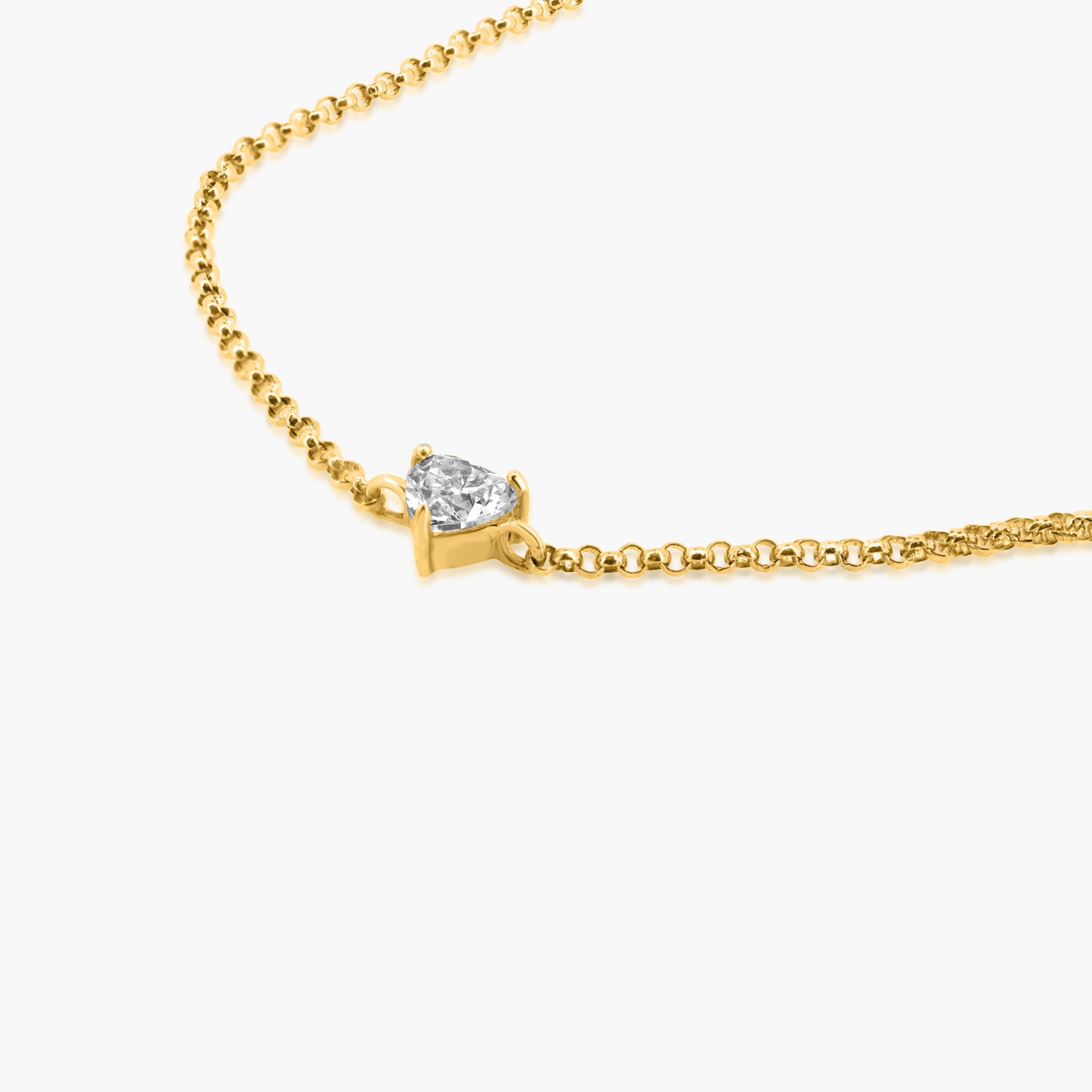 14K Yellow Gold Dainty Heart Diamond Bracelet-B60601301