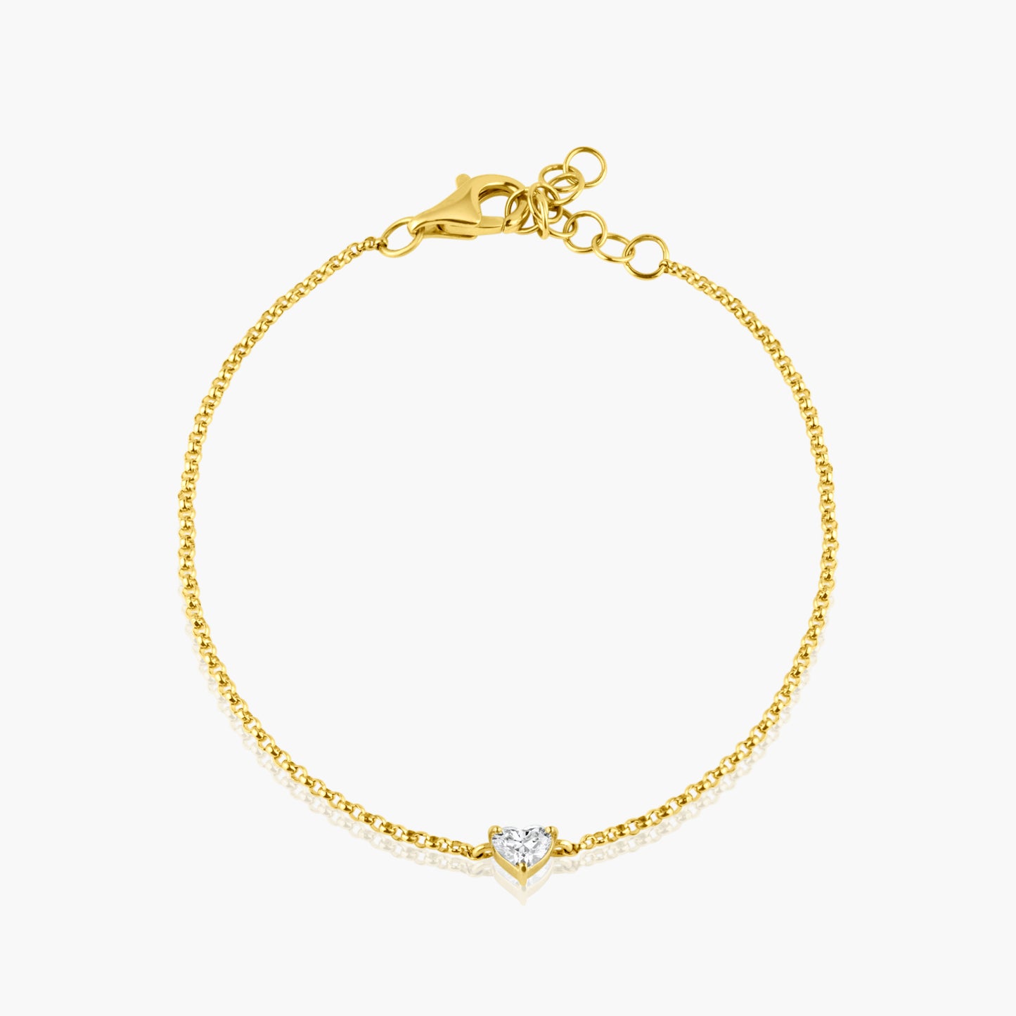 14K Yellow Gold Dainty Heart Diamond Bracelet-B60601301