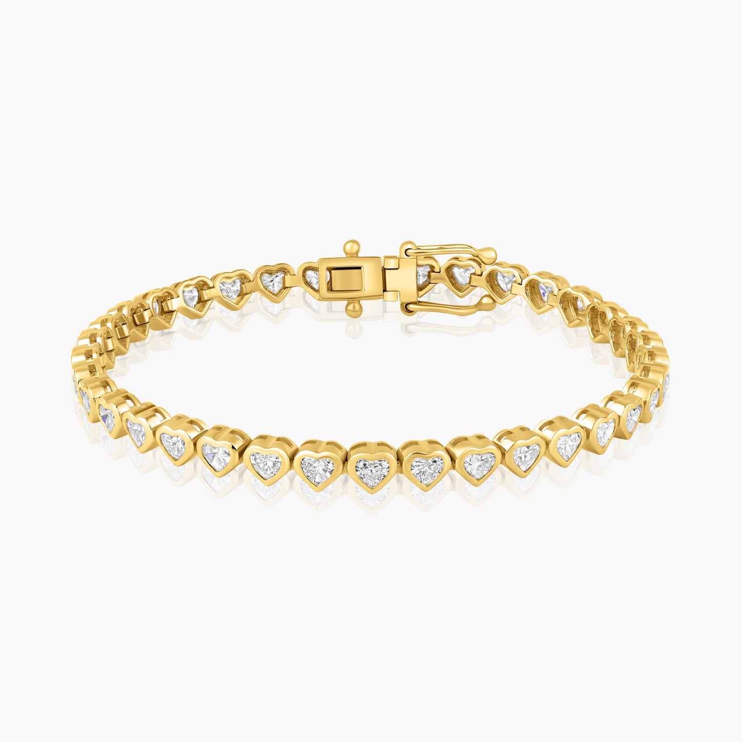 14K Yellow Gold Heart Bezel Tennis Bracelet - B60602504