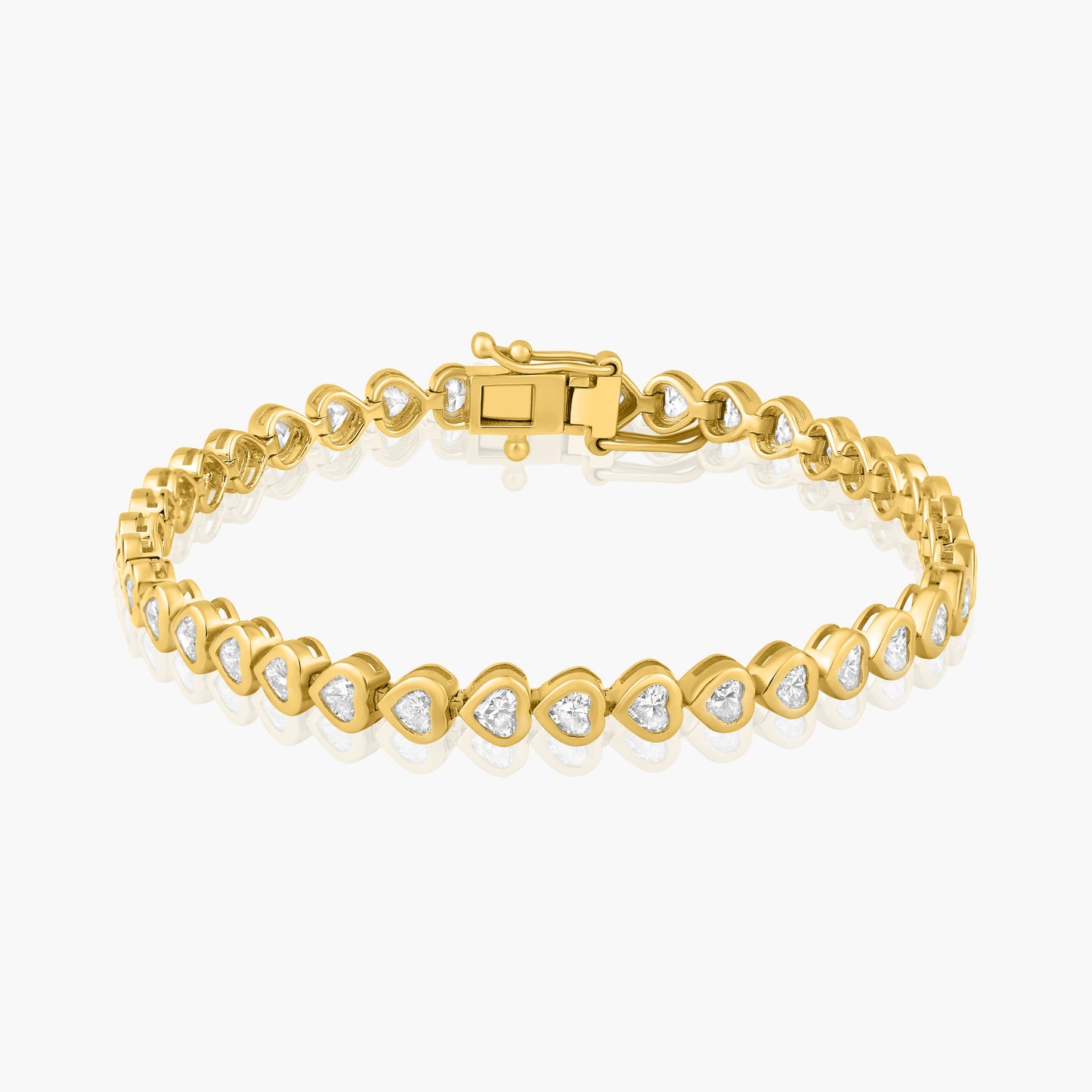 14K Yellow Gold Heart Bezel Tennis Bracelet - B60602506