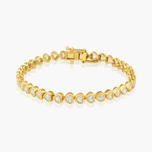 14K Yellow Gold Heart Bezel Tennis Bracelet - B60602506