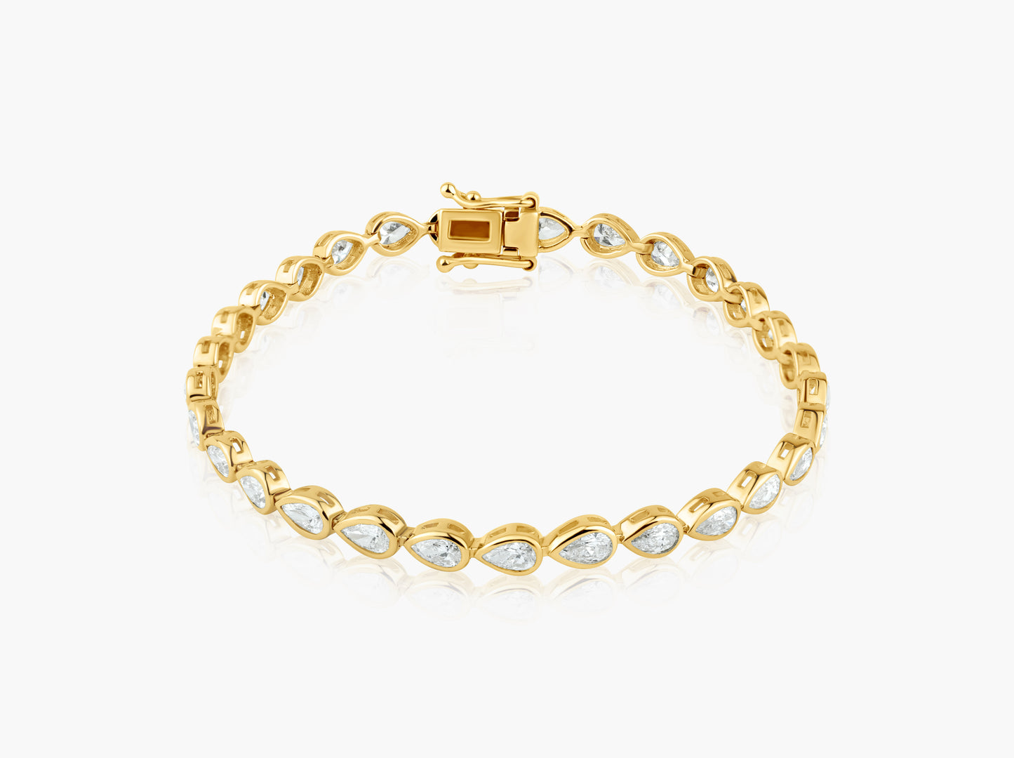 14K Yellow Gold Pear Bezel Tennis Bracelet - B60602601