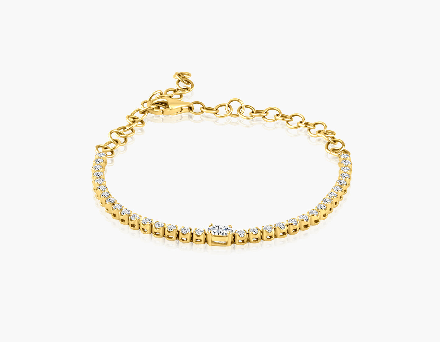 14K Yellow Gold Half Tennis Bracelet - B60606603