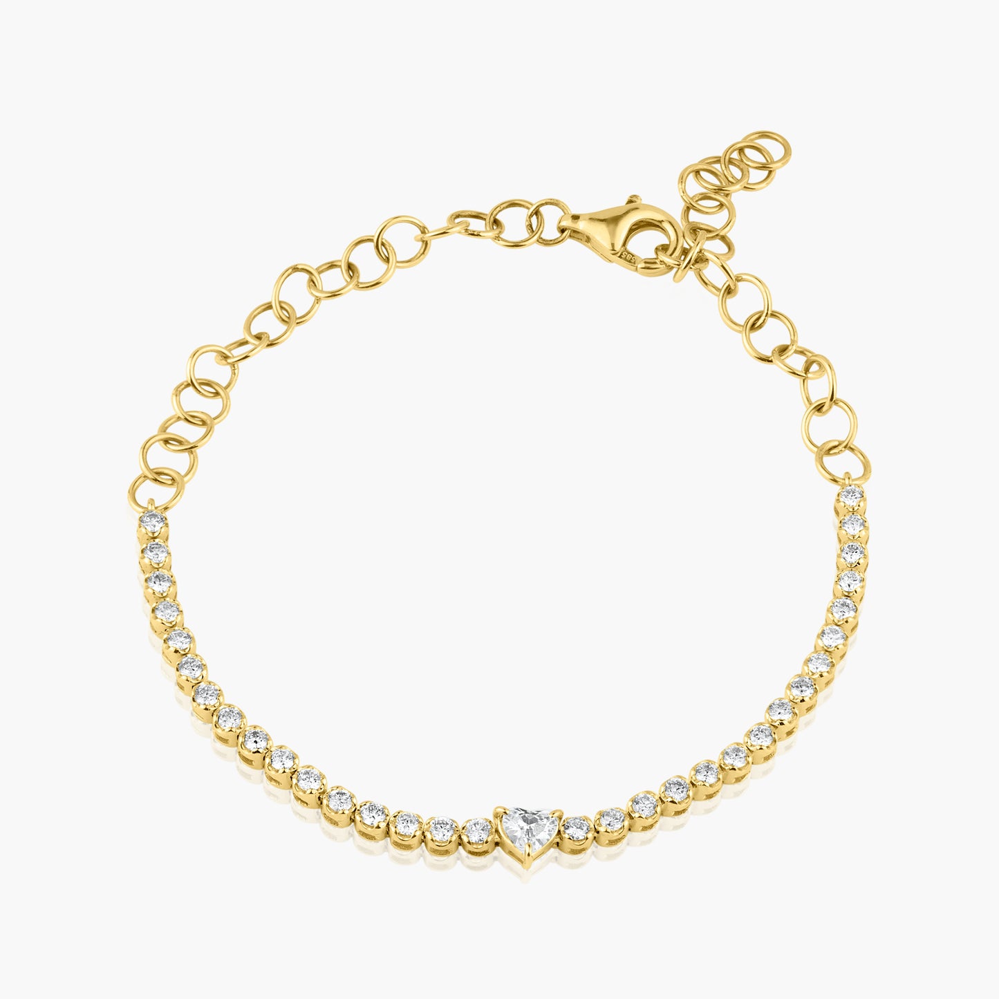 14K Yellow Gold Half Tennis Bracelet - B60606604