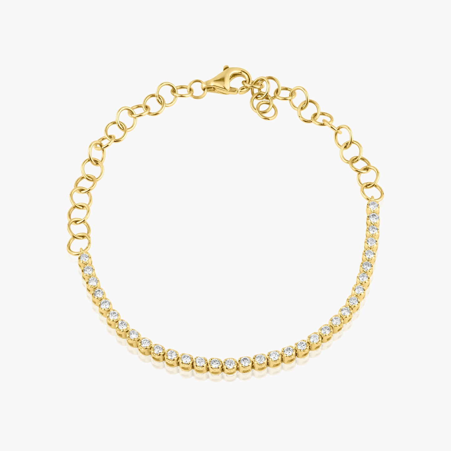 14K Yellow Gold Half Tennis Bracelet - B60606607