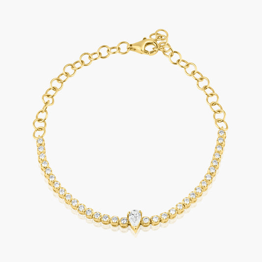 14K Yellow Gold Half Tennis Bracelet - B60606608