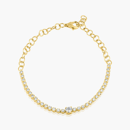 14K Yellow Gold Half Tennis Bracelet - B60606609