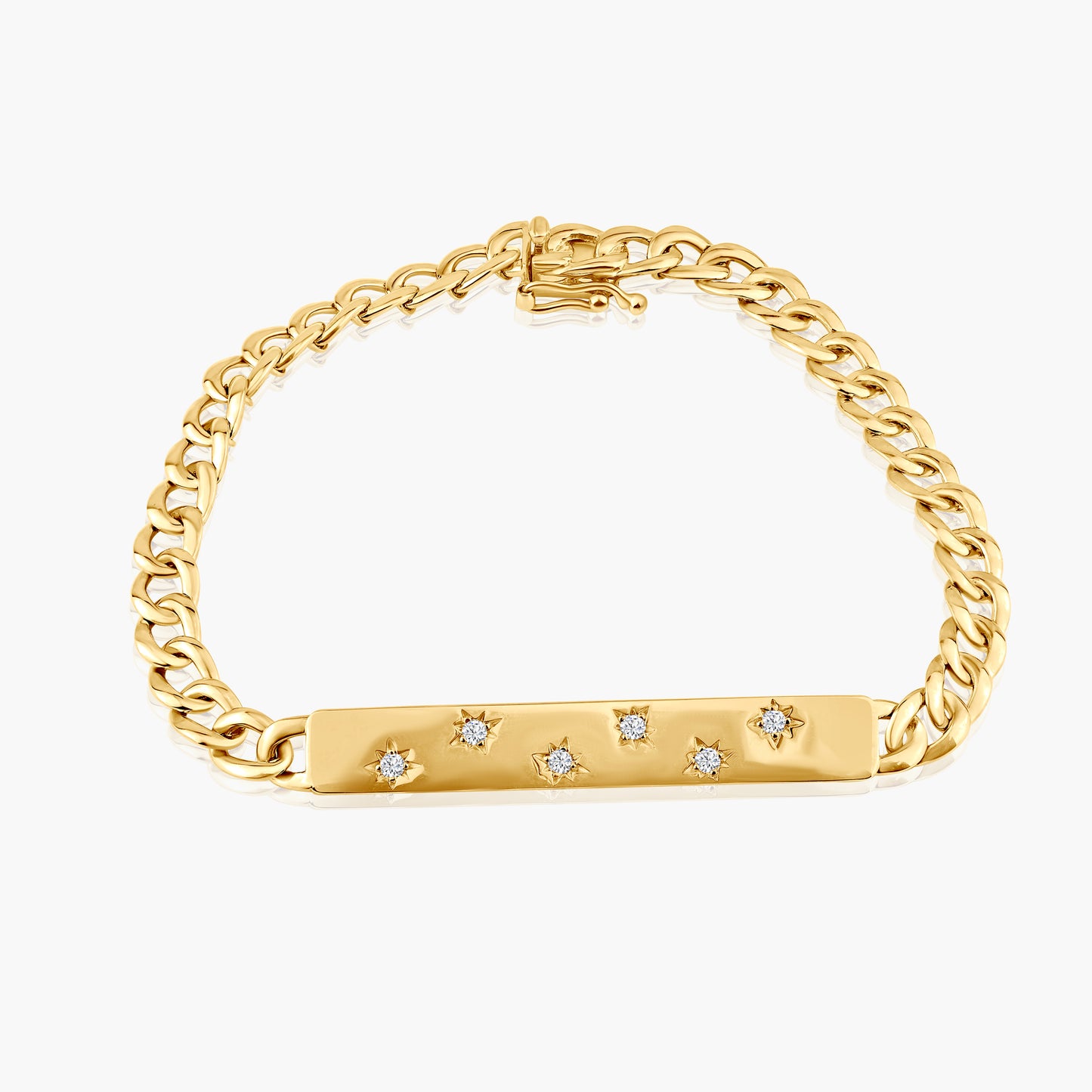 14K Yellow Gold Dainty Starburst Chain Link Bracelet - B606085