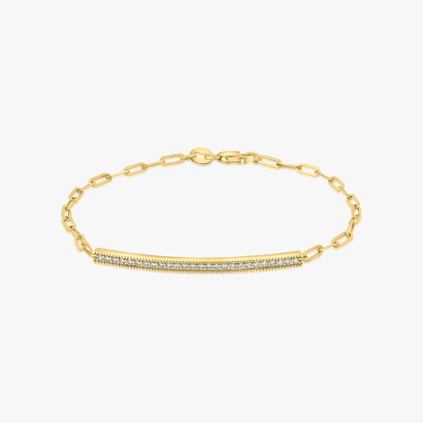 14K Yellow Gold Diamond Bar Paper Clip Bracelet - B606167-1