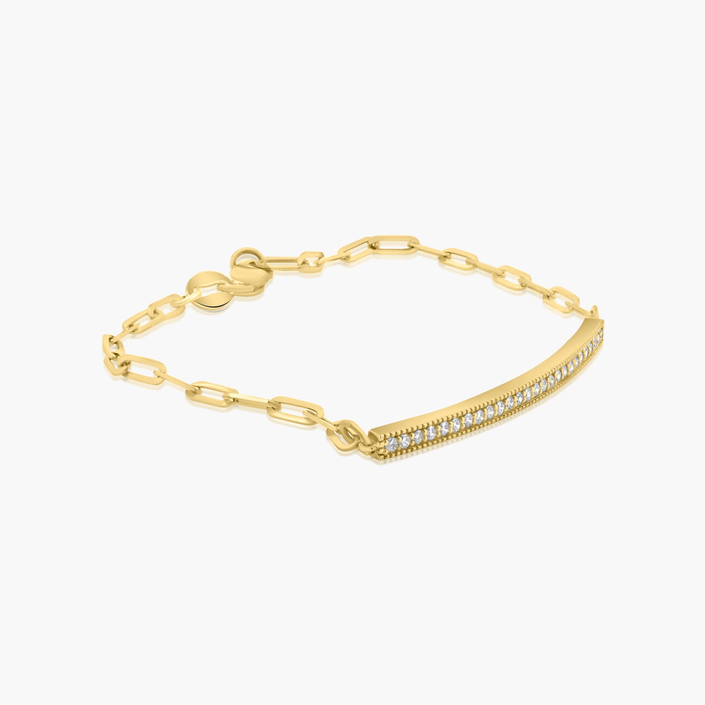 14K Yellow Gold Diamond Bar Paper Clip Bracelet - B606167-1