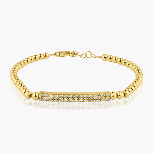 14K Yellow Gold PaveDiamond Bar Bracelet - B60619001