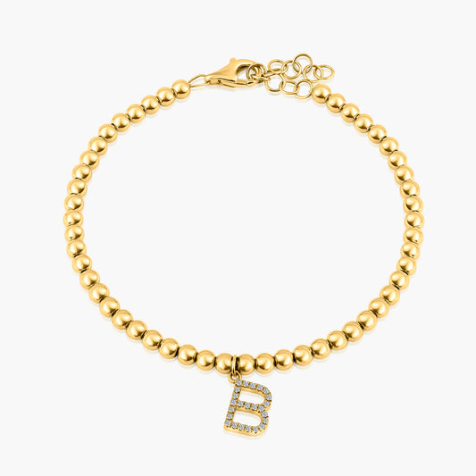 14K Yellow Gold Dainty Personalized Initial Bracelet-B60619002