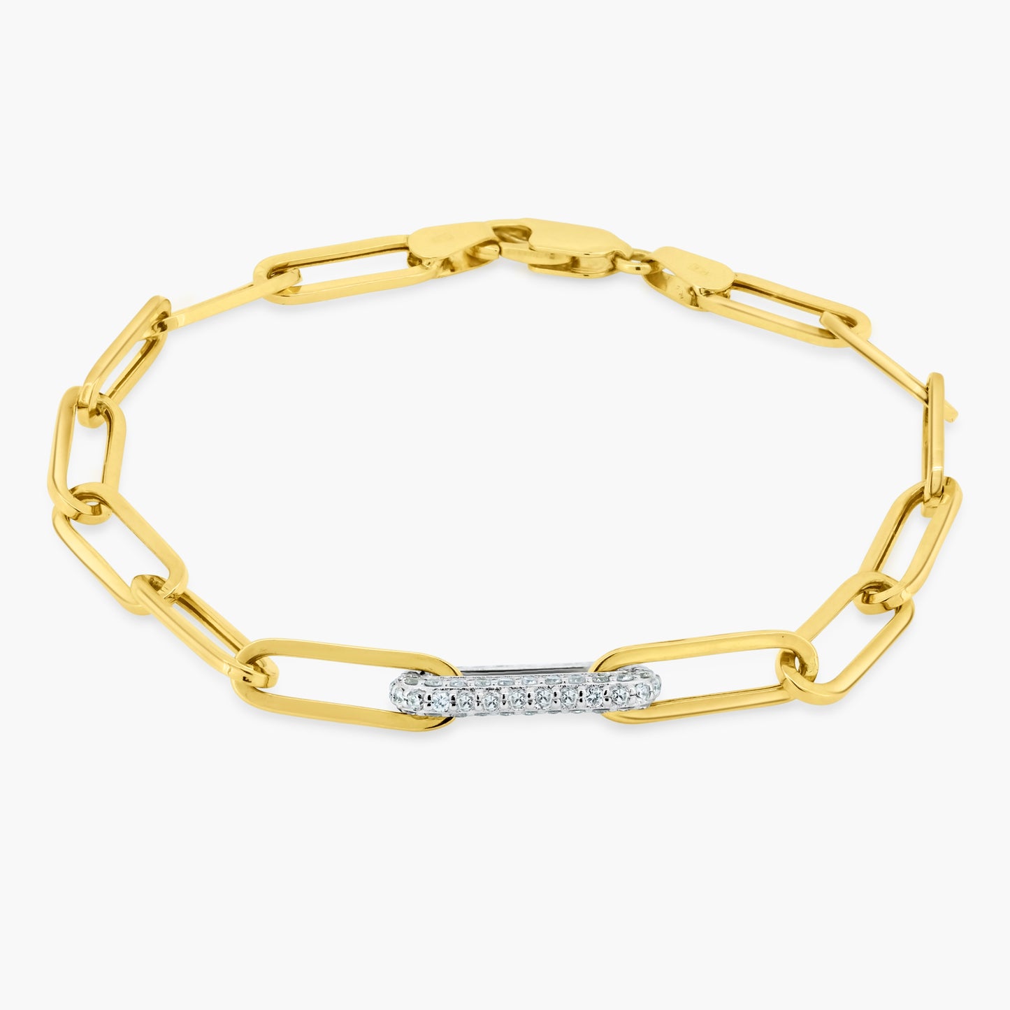 14K Two Tone Paper Clip Bracelet-B606277M01