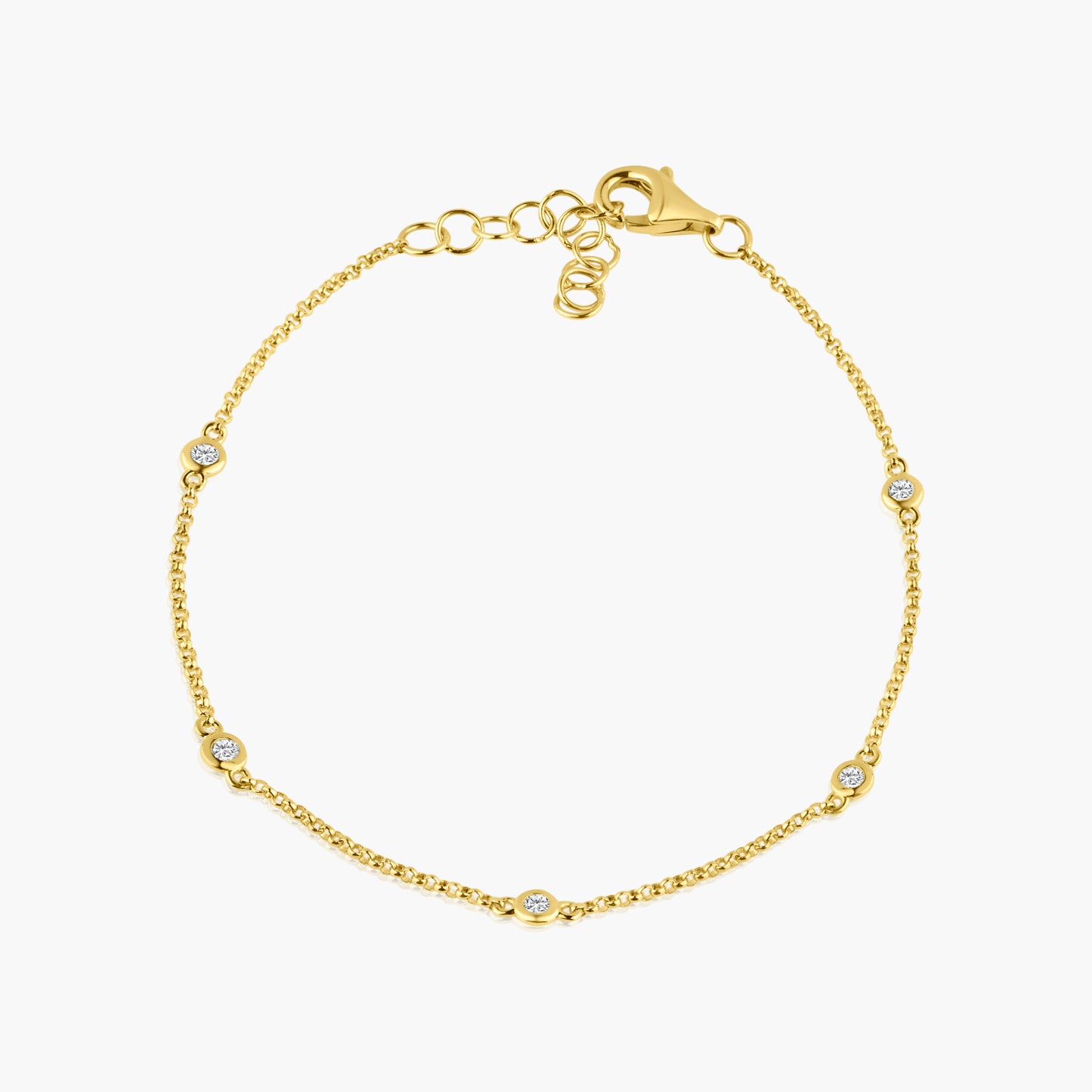 14K Yellow Gold Round Bezel Dainty Bracelet - B606470