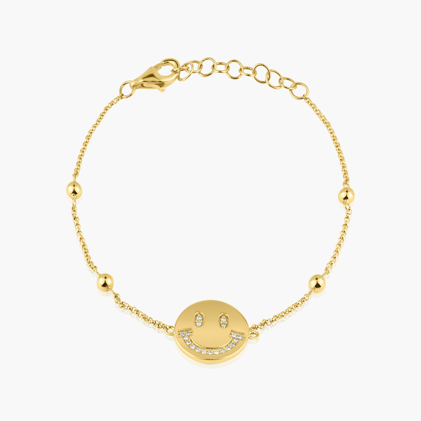 14K Yellow Gold Dainty Smiley Bracelet - B60629602