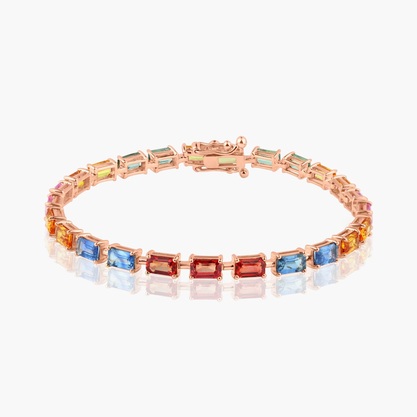 14K Rose Gold Colored Gemstone Tennis Bracelet - B60644901