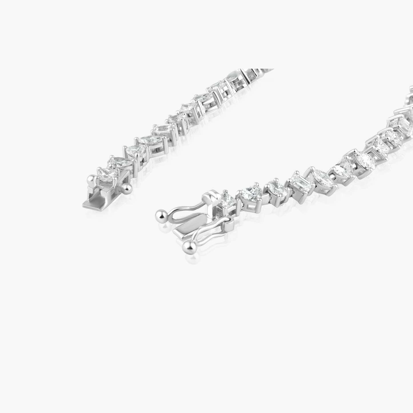 18K White Gold Mixed Cut Diamond Tennis Bracelet-B60646501