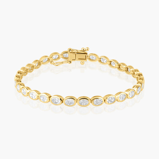 14K Yellow Gold Oval Bezel Tennis Bracelet - B60649801