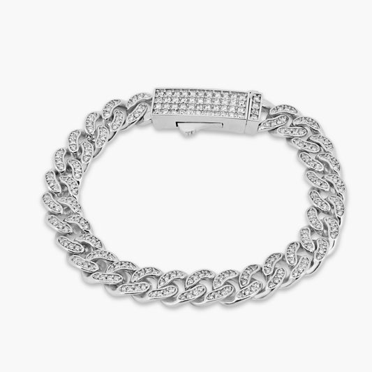 14K White Gold Chain Link Statement Bracelet-BCUB08-1.3-7.0CBMC