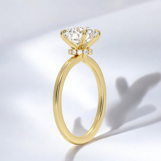 Secret Halo Lab Grown Diamond Engagement Ring – Elegant and Delicate Design