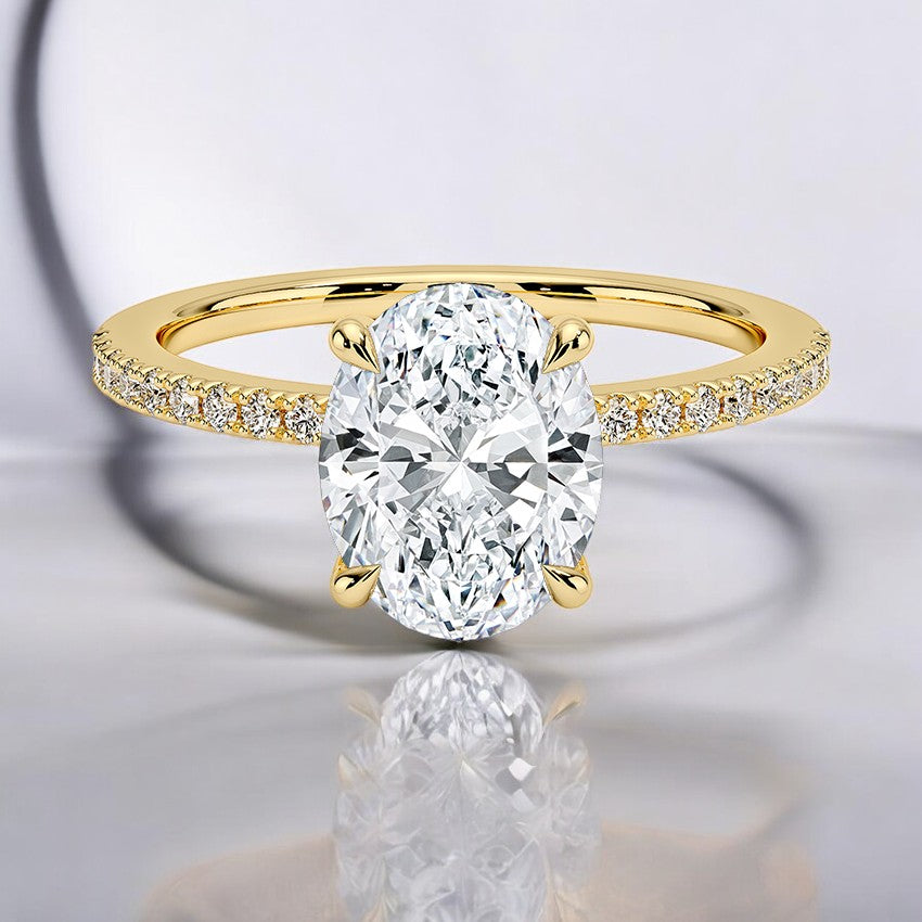 Perfect Fit Half-Coverage Hidden Halo Lab Grown Diamond Engagement Ring – Elegant and Delicate Design