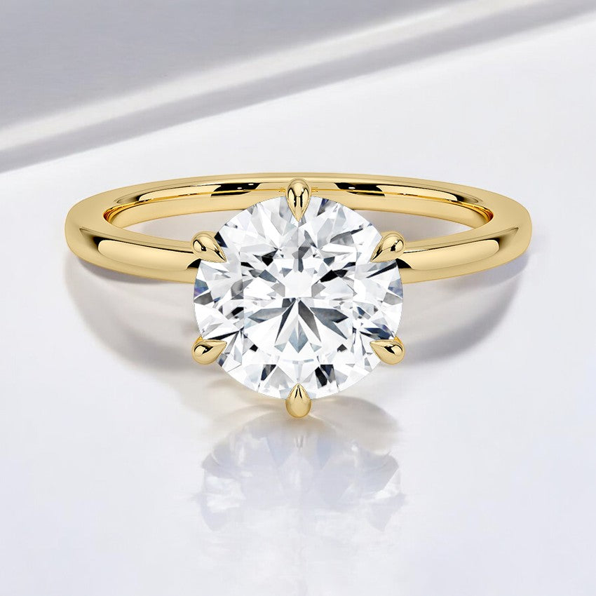Secret Halo Six-Prong Lab Grown Diamond Engagement Ring – Intricate Design with a Modern Twist