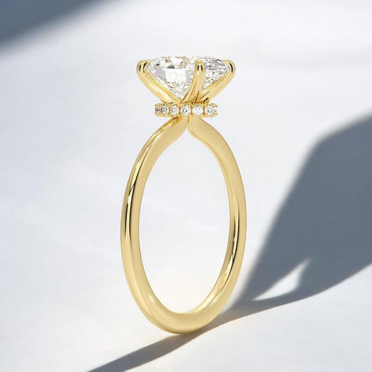 Petite Secret Halo Lab Grown Diamond Engagement Ring – Charming and Graceful Aesthetic