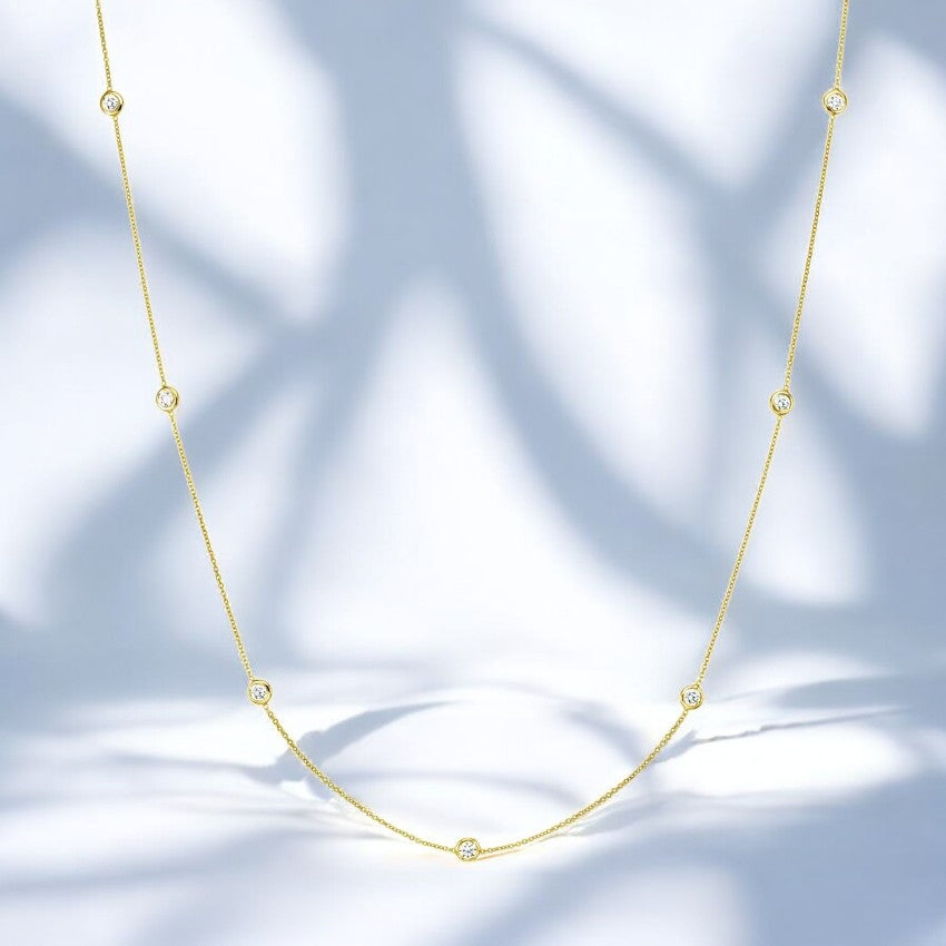 Lab Diamond 18 In. Three Station Necklace