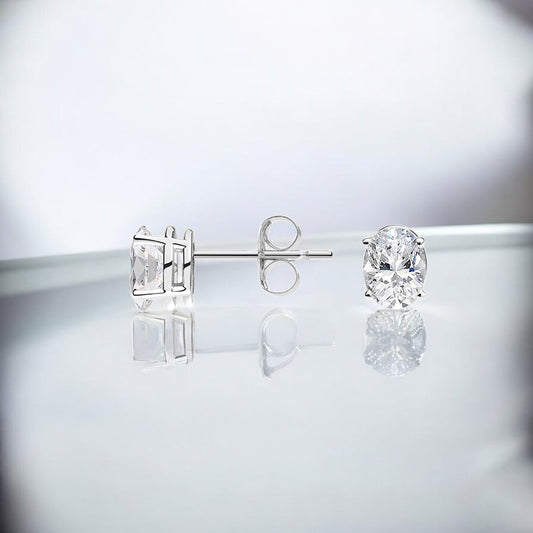 Oval Diamond Stud Earrings