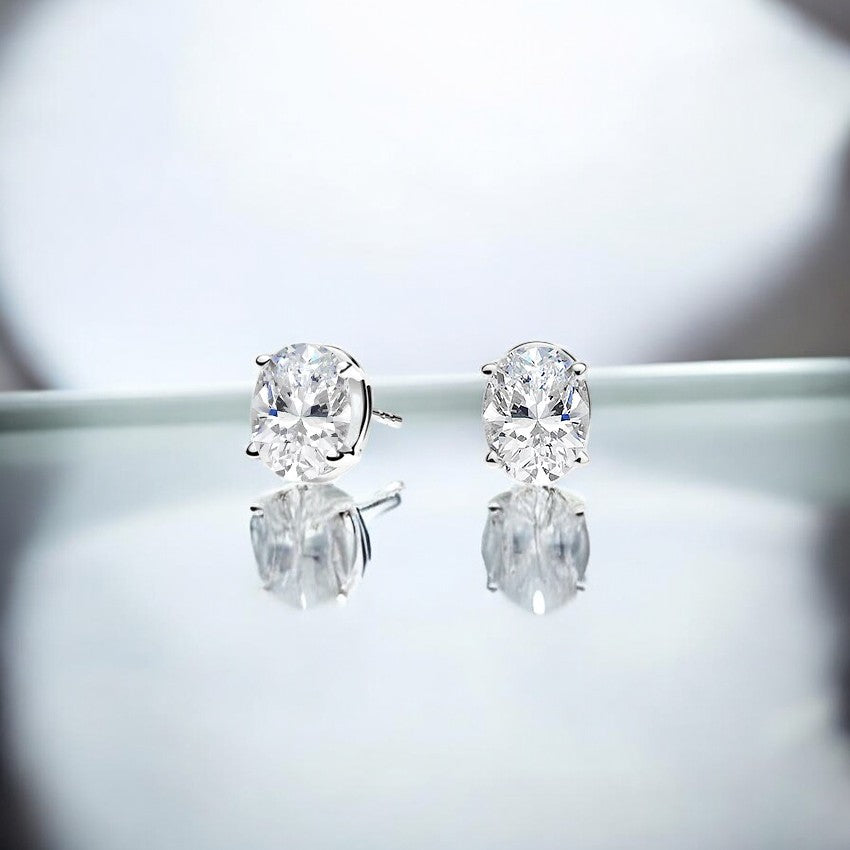Oval Diamond Stud Earrings