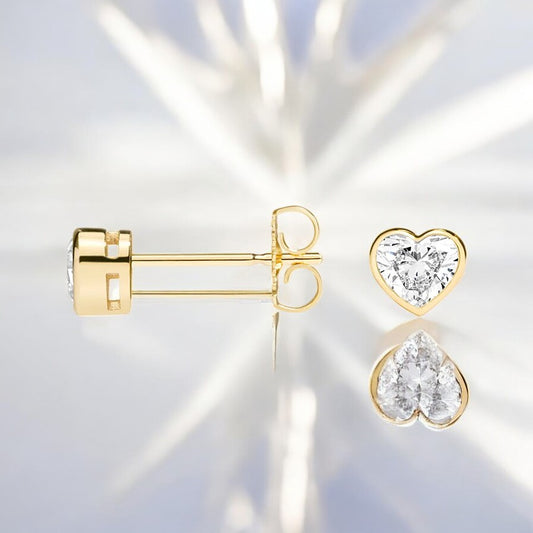 Heart Shaped Lab Diamond Bezel Stud Earrings