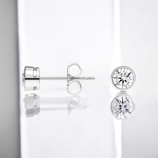 Diamond Bezel Stud Earrings
